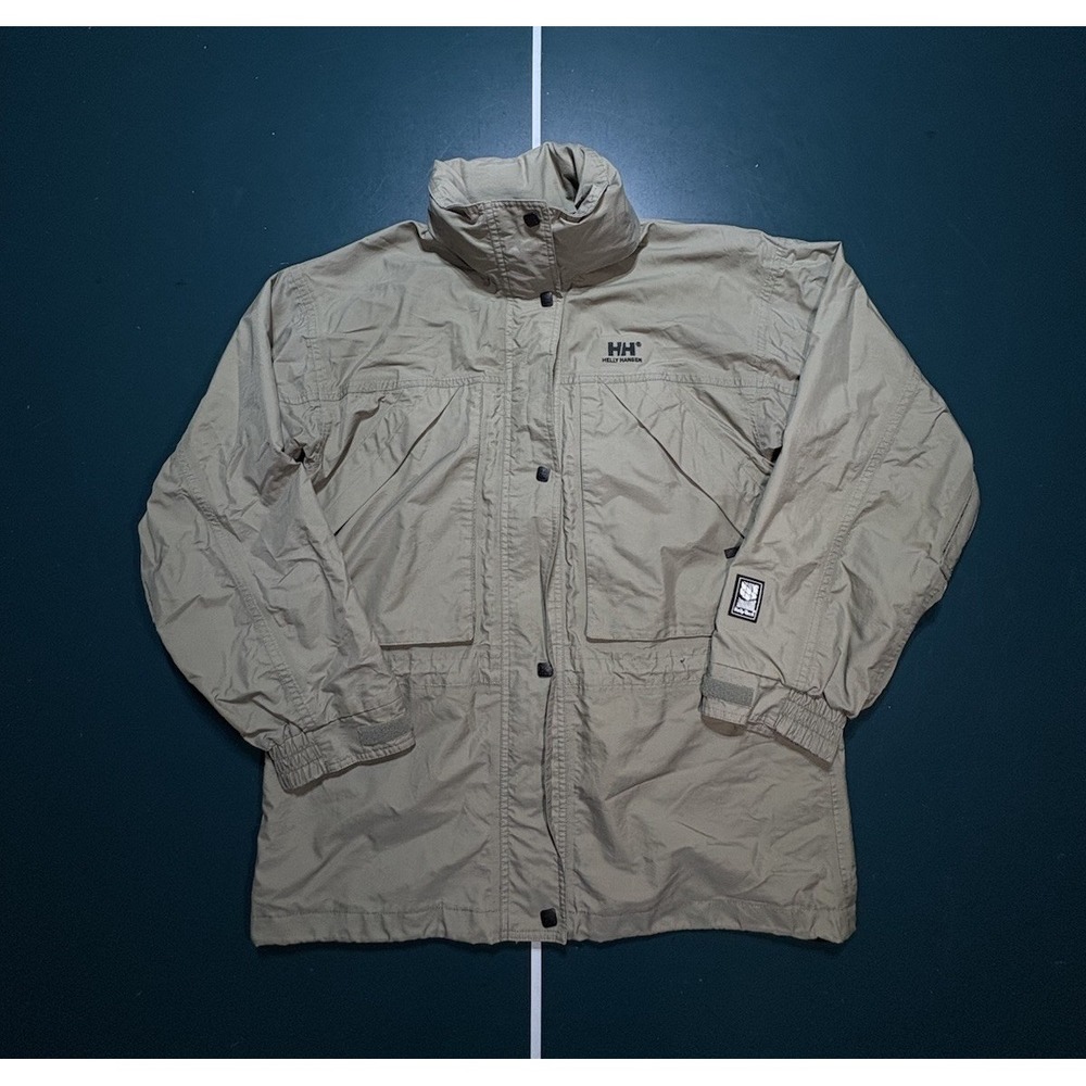 Helly‎ Hansen Helly Tech Rain Jacket Men's Medium Beige Tan Waterproof Gorpcore